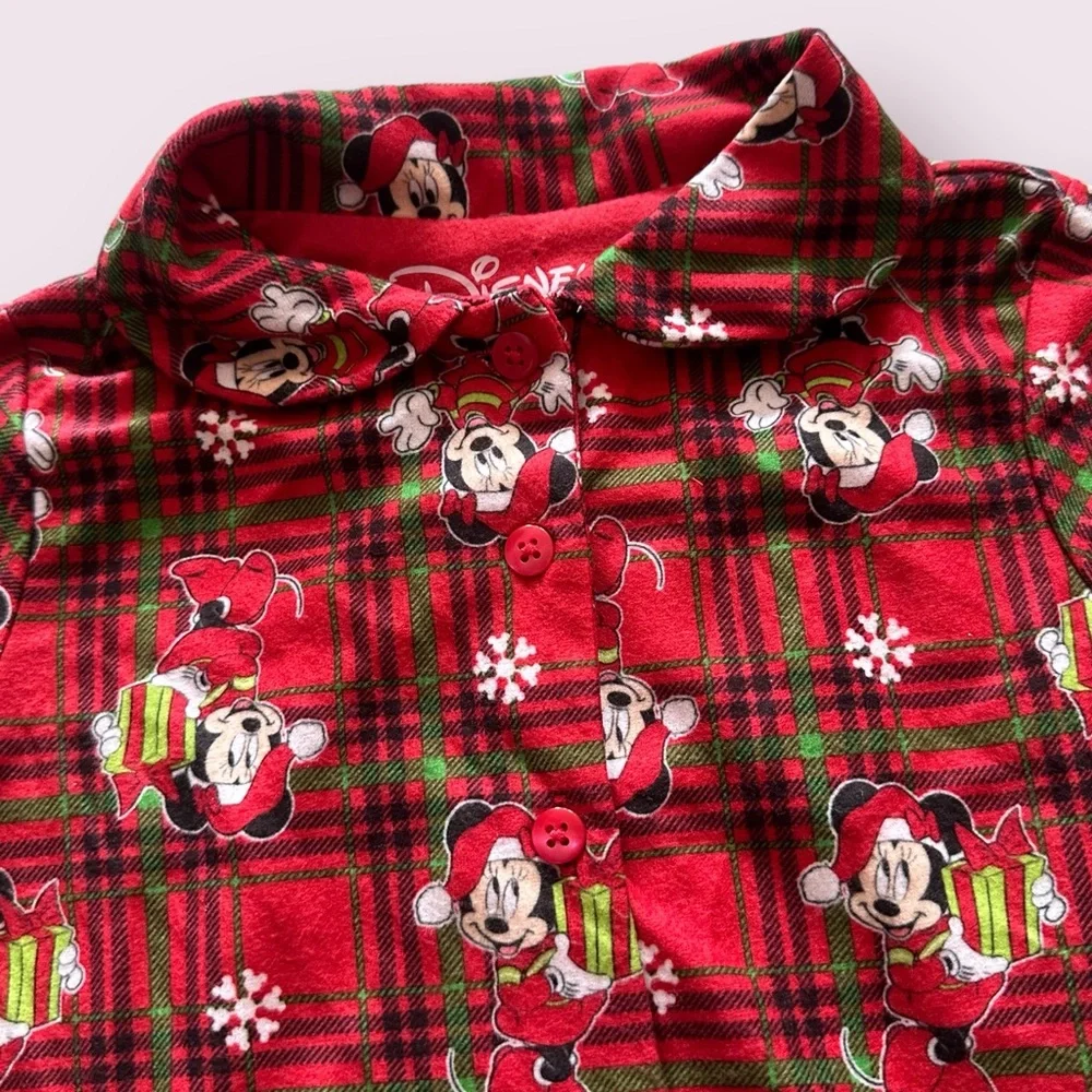 NWT Toddler Girl Disney Two Piece Pajama Set Plaid Minnie Mouse Winter Holiday